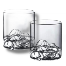 쿠리풀 투명 디자인 위스키잔, 2개