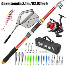 釣友俱樂部 路亞竿套裝 玻璃鋼裝備, 紅色2.1米