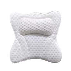 크로스보더 공용 3D 고탄 욕조 베개 스파 목욕 쿠션 목욕 양생 쿠션 목욕 머리 베개, 3D 흰색 고양이 귀 모양, 1개