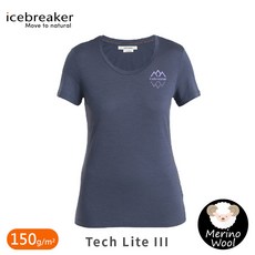 icebreaker Tech Lite III U領短袖上衣(山峰破冰)150g/m² 石墨灰