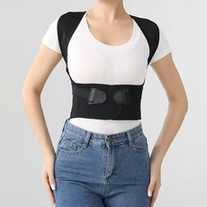 홈앤니즈 굽은등 어깨 척추 교정 허리 보호대 자세교정밴드, 블랙, 1개