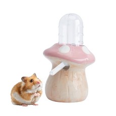 PENCK 햄스터 물병 반려동물 음료 디스펜서 버섯 세라믹 스탠드 포함 햄스터 기니피그 및 작은 동물용 - 케이지 사용을 위한 누출 방지 블루 60ml 147830, 핑크