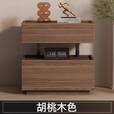 意式極簡中古風床頭櫃 60cm主臥免安裝收納儲物櫃, MQ4懸浮鋼柱胡桃木色