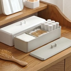 3칸 뚜껑 면봉통 면봉꽂이 화장솜디스펜서 면봉통케이, 핑크, 1