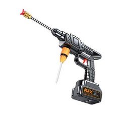 電動噴水槍 德國洗車機高壓清洗槍 鋰電池無線便攜式洗車神器家用, 999999mAh 21V大功率,德系1代【單機+電池】老顧客, 黑色, 1cm