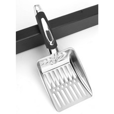 GL不銹鋼貓砂鏟大孔，適用膨潤土/豆腐砂，鏟屎神器, 原色, 1個