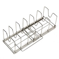 신흥클라스 스테인리스 후라이팬 정리대 확장형 다용도 거치대 길이조절 하부장정리, 실버, 1단