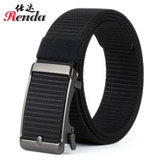 商務簡約自動扣編織尼龍腰帶 時尚帆布皮帶 男士百搭褲腰帶