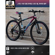 경량 산악자전거 산악용 초보자용 등하교 입문용 유압식, 26인치, 21단, 스포크 휠 컬러풀 A