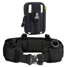 알케이브 전술벨트 코브라벨트 원터치 몰리 택티컬 파우치가방 서바이벌 밀리터리 군인 캠핑 낚시, 1개, 블랙BK+파우치BK