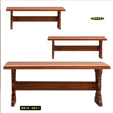 隨草（木質3件套）迷你仿真餐桌長椅，娃娃屋餐廳場景配件，袖珍微縮模型, 1個, 胡桃木色3件套（1長桌+2長凳）