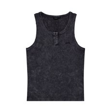 [아캄] Vintage Washed Slit Sleeveless (Dark Blue)