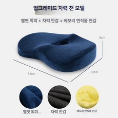 3D 에어 메모리폼 오토바이방석 시트, 업그레이드패브릭-네이비