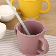 유아 실리콘 양치컵 아이물컵 돌잔치선물 머그 유치원 어린이집컵 치카치카, 머스타드, 1개