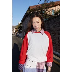 ZARA 자라 롱 슬리브 래글런 티셔츠 - 화이트 / 레드 121436