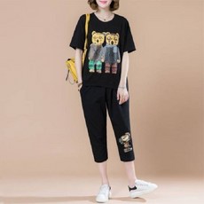 【微胖顯瘦】大碼女裝 運動套裝 休閒套裝 短袖T恤 七分褲 兩件套 冰絲透氣 寬鬆遮肉 夏季新款 微胖女生必備