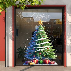 【 包 您省心】聖誕樹玻璃貼紙靜電貼聖誕節裝飾場景布置禮物樹門貼氛圍裝扮窗貼, S200-【2比3】z24h07j五角星,【小號40*60cm】