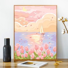 DIY명화그리기 40x50cm 핑크 튤립 수채화 세트, H015-튤립2, 1개