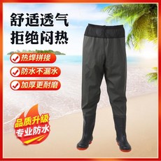 齊腰防水加厚釣魚褲, 【齊腰】75絲 深綠色 偏深,36（碼）