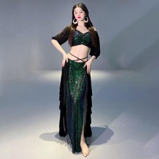 벨리복 상의 스커트 사교 연습 공연 댄스 의상