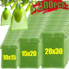 과일보호 드로스트링 메쉬망 200개 해충방지 정원용, 20PCS, Green15x20cm