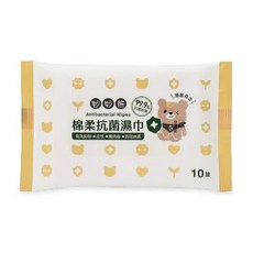 妙妙熊 棉柔抗菌濕巾, 1個, 妙妙熊棉柔抗菌濕巾10抽, 10