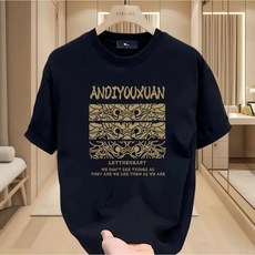 印花純棉大碼短袖T恤，寬鬆休閒上衣