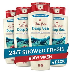 Old Spice 남성용 클렌징 바디 워시 24/7 샤워 프레쉬 오래 지속되는 향 각질 제거 및 클렌징 피부에 순함 비타민 B3 파도 + 다시마 향이 있는 심해 5