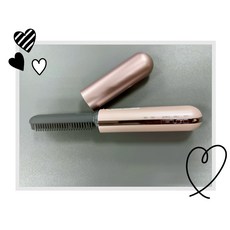 USB充電式 兩段溫控 陶瓷塗層 直捲兩用電捲梳 (約17.5cm), 粉色, A0003P