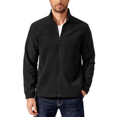 COOFANDY 남성용 폴라 플리스 재킷 경량 풀 지퍼 재킷 아웃도어 하이킹 캐주얼 부드럽고 따뜻한 코트 포켓 포함 블랙. M