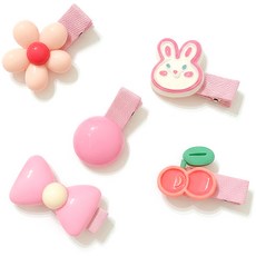 모디홈 강아지머리핀 고양이 헤어핀 똑딱핀 세트, 1세트, 핑크