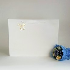 리본 선물 쇼핑백 특대형, 화이트, 5장