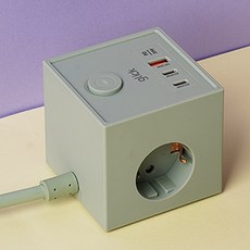 지클릭커 큐브 3구 고용량 4000W USB 멀티탭 LP762CPD 그린, 1개, 큐브형 3구 그린, 1.5m