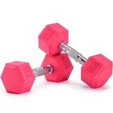 Portzon Weights 덤벨 핑크 색상 네오프렌/고무 덤벨 2개 세트와 호환 0.5-6.8kg(1-15파운드) 미끄럼 방지 말림 방지 육각 모양, 4.5kg(10파운드), 한 쌍