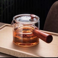 DZTZH 耐熱玻璃茶具八件套裝 附松木杯架, 茗香壺550ml 如圖, 1件