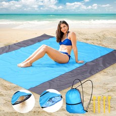 다데이 습기방지 포켓 야외 해변 피크닉 매트, 블루