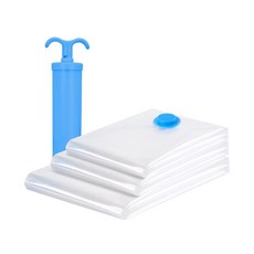 FuninCrea 진공 보관 가방 3개 의류 침구 담요 보관용 3가지 다른 크기의 밀봉 백 재사용 가능한 공간 절약 가방 핸드 펌프 지퍼 씰 백 포함 (투명 2), FuninCrea 진공 보관 가방 3개, 의류 침구 담