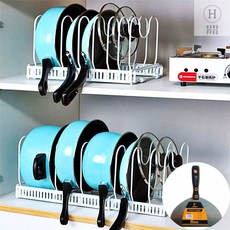 정리랙 조리도구보관 팬정리대 길이조절 후라이팬거치대 싱크대하부장 냄비정리함, 후라이팬냄비정리대(다크브라운)