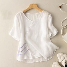 ORZQU 여름 여성용 면마 생활한복