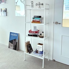 로얄다이아 철제 인테리어 와이드 틈새 사다리 선반 수납 장식장, 화이트, 1개