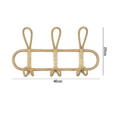 라탄옷걸이 우드 등나무코트랙 복고풍 벽행거 벽걸이 코트렉, 내추럴 3개 후크