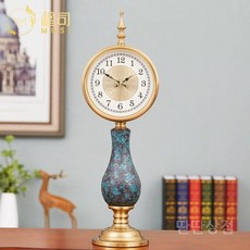 앤틱스탠딩시계 북유럽 아날로그 장식 앤틱 스탠드 유럽식 침실 소품 거실 워치 홈 인테리어 빈티지, D. 유약세라믹구+로마시계
