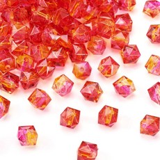 Craftdady 120피스 하트 비즈 아크릴 라운드 스타 크래클 투톤 모조 터키석 루즈 비즈 다채로운 스페이서 발렌타인 데이 팔찌 목걸이 귀걸이 DIY 공예용 - 3가지 스, 딥핑크, 폴리곤