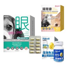 PetPro毛孩寶 超值組合：游離型葉黃素眼睛保健組、腸胃康益生菌、深海魚油，全方位呵護毛孩健康, 1套, 犬貓適用, 30顆