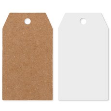 종이 택 무지 텍 행택 의류 라벨 프라이스택 선물 포장, 6각 4x7cm, 200장, 크라프트
