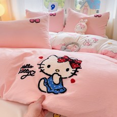 산리오 사계절 부드러운 워싱 이불 패드 베개 커버 세트 4종세트