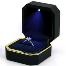 페누스 고급형 LED 반지 포장 케이스, 1개, 블랙