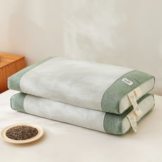 FINE ART 사계절 스트라이프 베개 목편한 베이직 수면 사각 메밀베개, 2개, 옅은그린