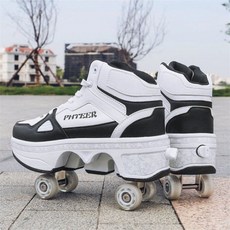 스피드 롤러 스케이트운동화 바퀴달린 컴팩트 롤러슈즈 신발 블랙 화이트 A, 34, 핑크 F