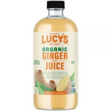 Lucy's 가족 소유 - FIJI 유기농 99% 순수 강황 주스 963.9g(34온스) 유리병 (프레쉬 프레스로 제작), Organic Pressed Ginger, 1개, 946ml